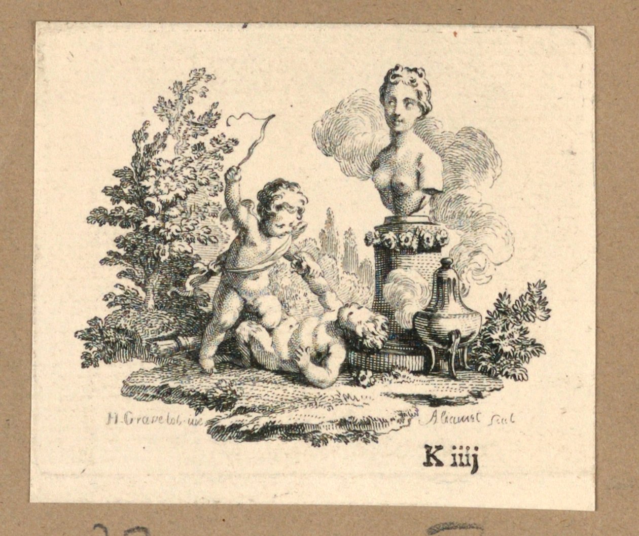 Estampe, Cupidon fustigeant une fille satyre - Jacques Alianet