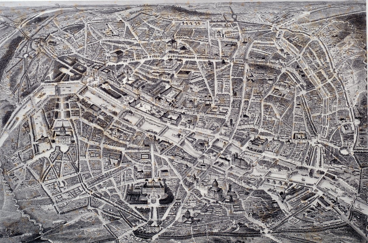 Carte de Paris en relief et vue d