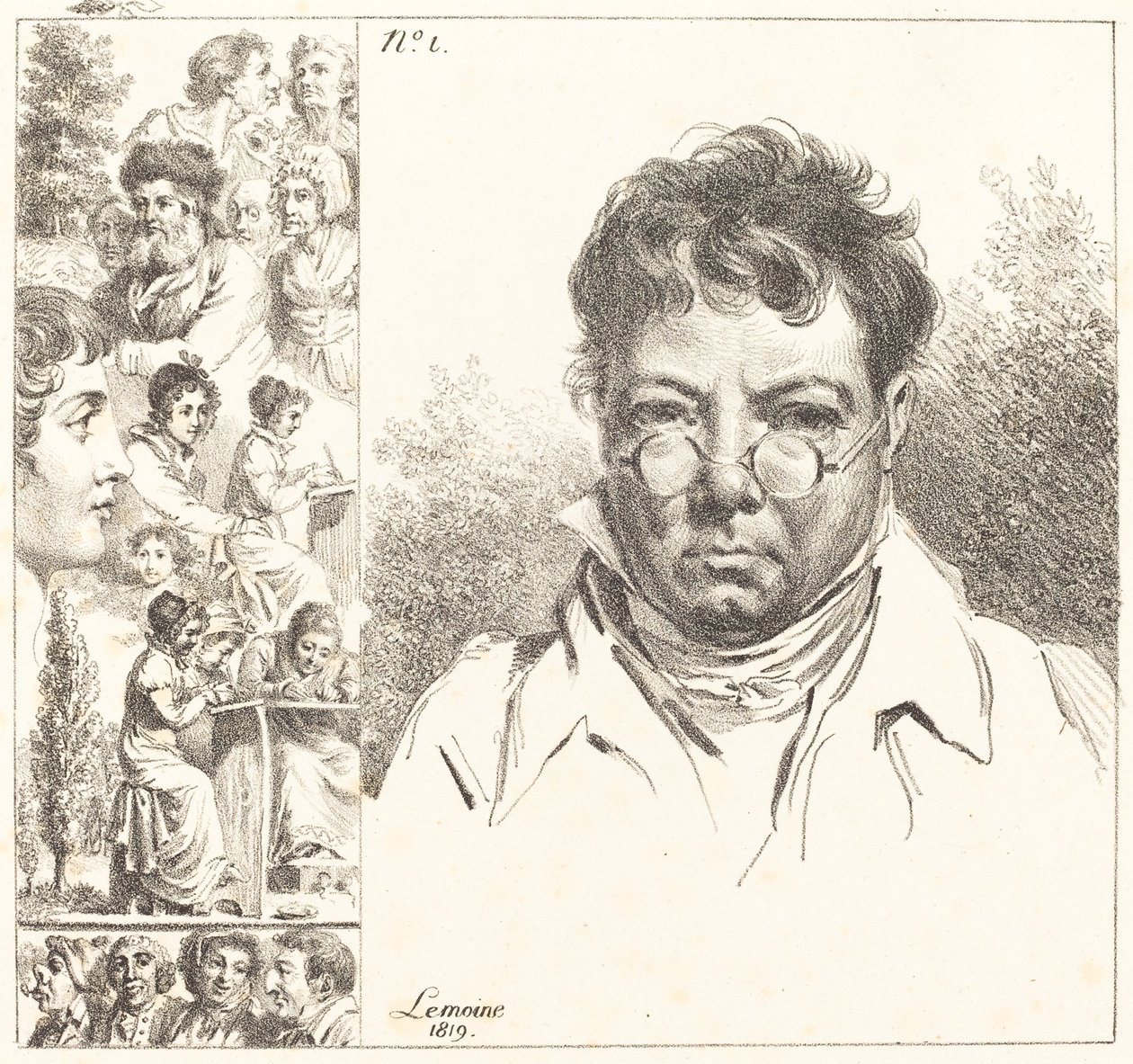 Autoportrait et autres têtes - Jacques Antoine Marie Lemoine