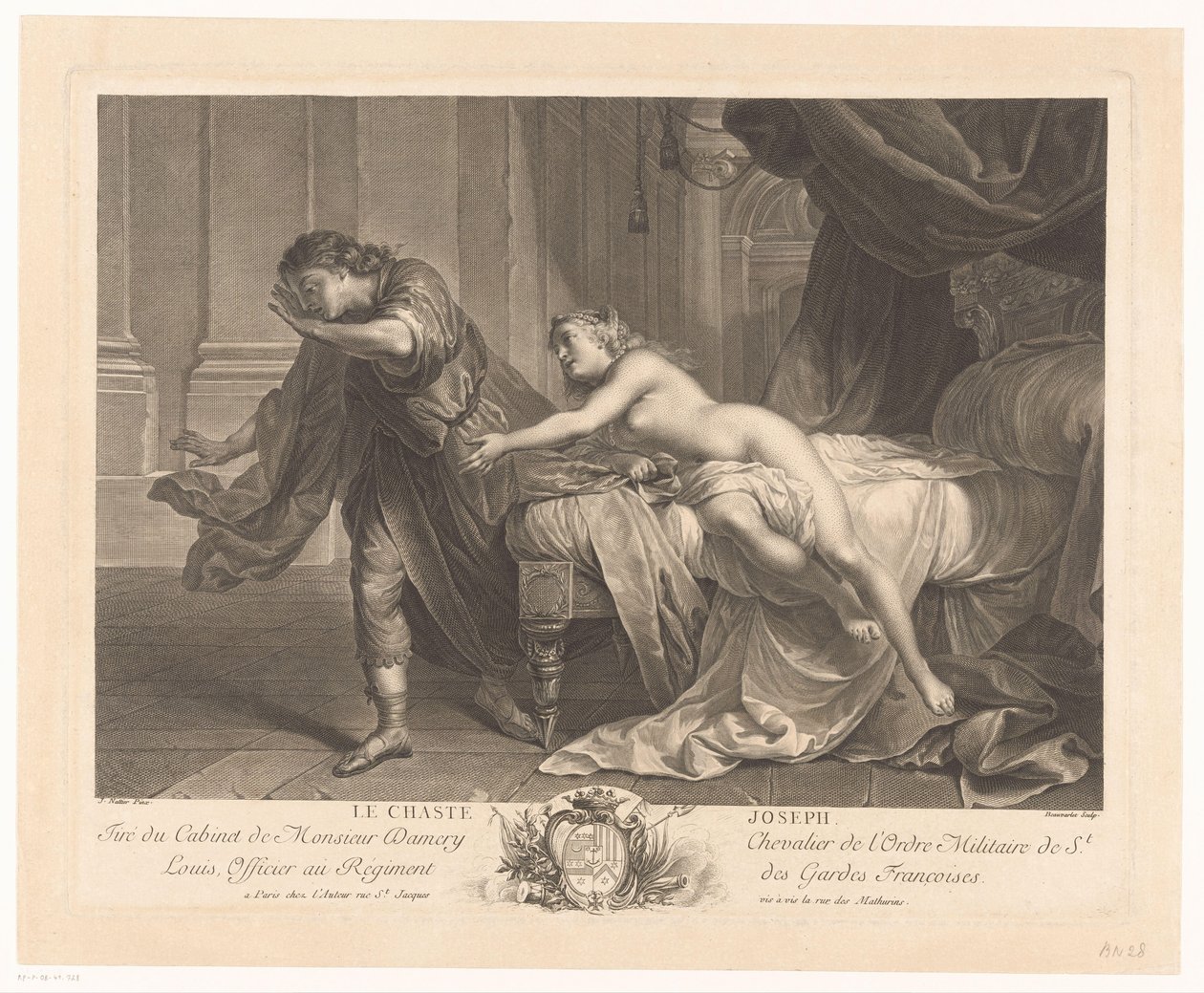 Joseph résiste à la tentation de la femme de Potiphar - Jacques Beauvarlet
