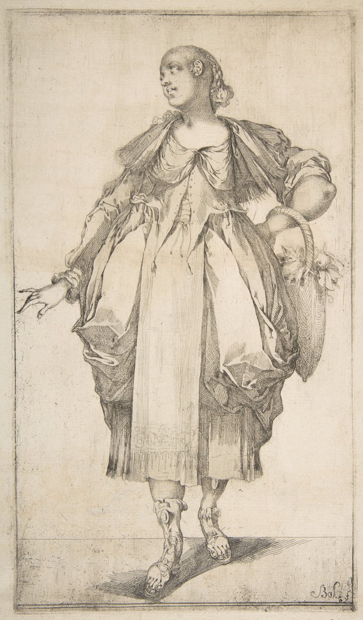 Jardinière avec un panier sur le bras, de la série Hortulanae, 1612-16 - Jacques Bellange