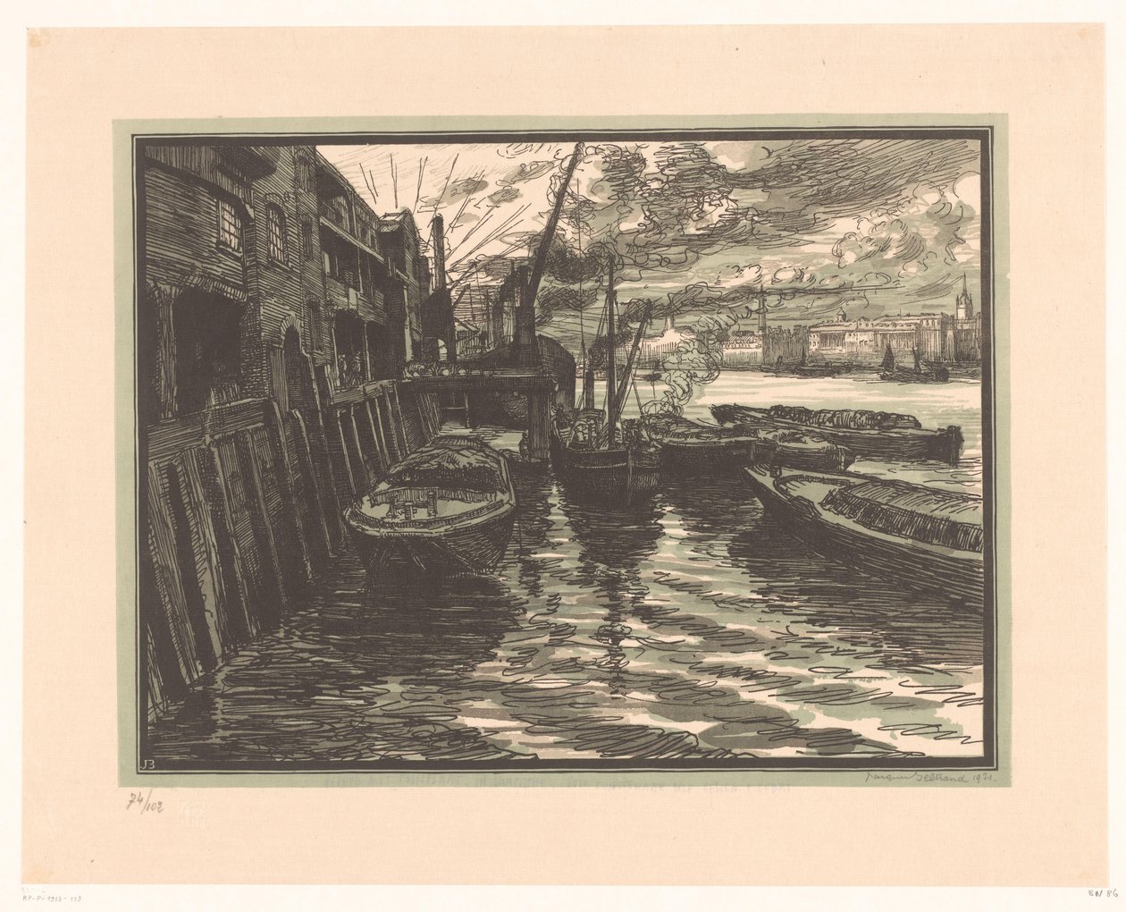 Canots sur la Tamise à Londres - Jacques Beltrand (signed by artist)