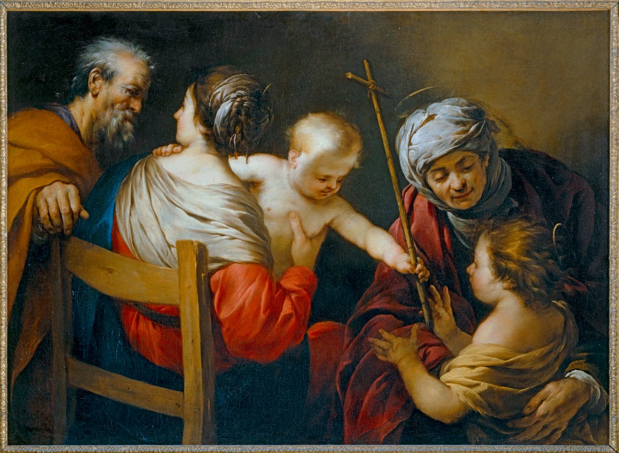 La Sainte Famille avec sainte Élisabeth et le petit saint Jean-Baptiste à qui l