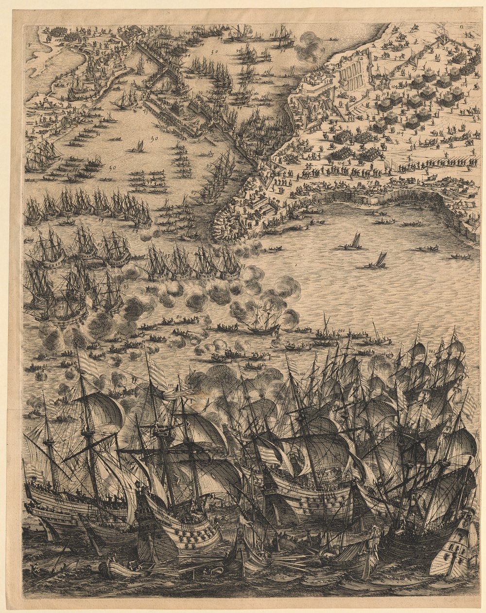 2. Panneau en bas au centre, tiré de « Le siège de La Rochelle » - Jacques Callot