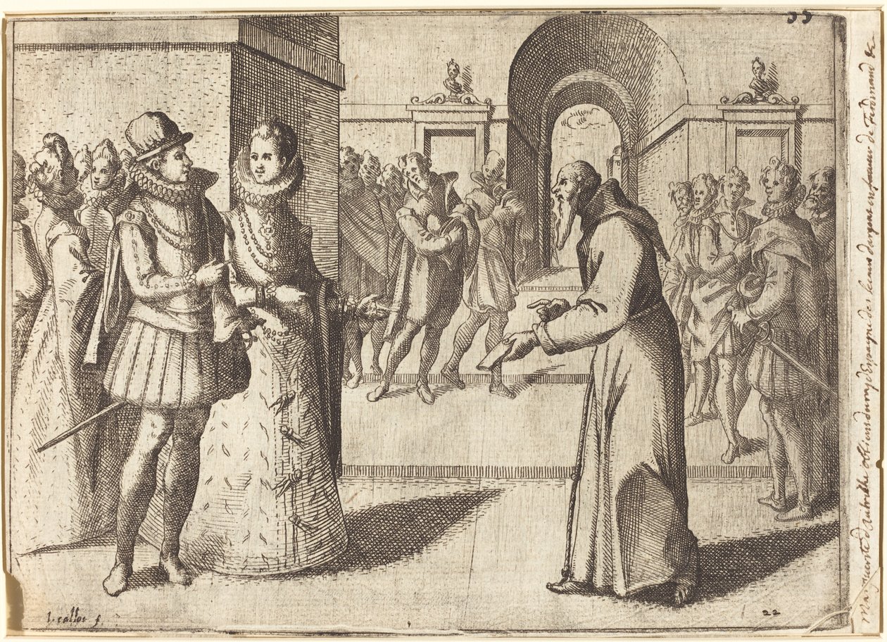 Un Capucin apportant les remerciements du roi de Bavière [recto] - Jacques Callot