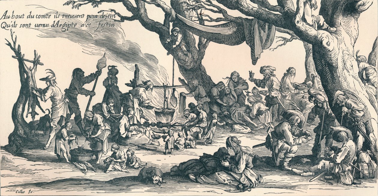 Un campement des premiers gitans en Europe centrale, vers 1604, 1907 - Jacques Callot