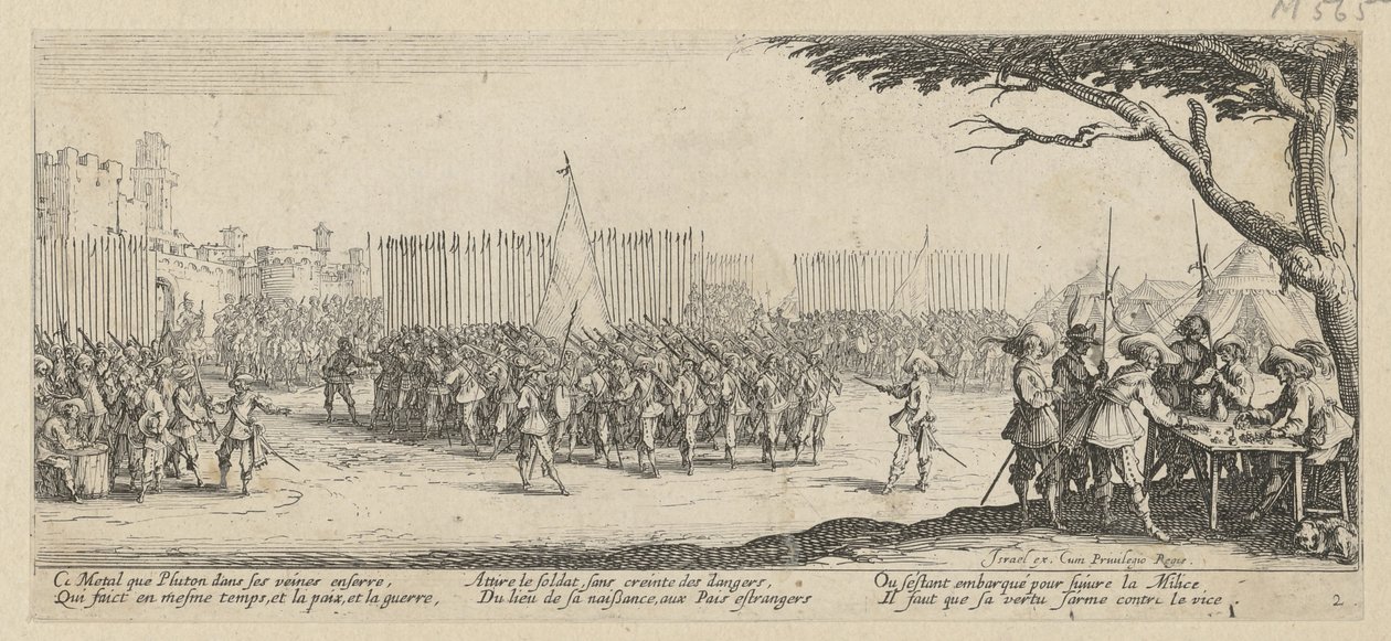 Recrutement des troupes, feuille n° 2 de la série « Les horreurs de la guerre » - Jacques Callot