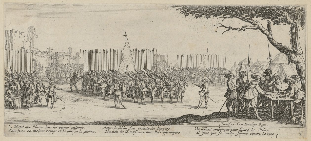 Enrôlement des troupes, planche 2 de la série «Misères de la guerre» - Jacques Callot