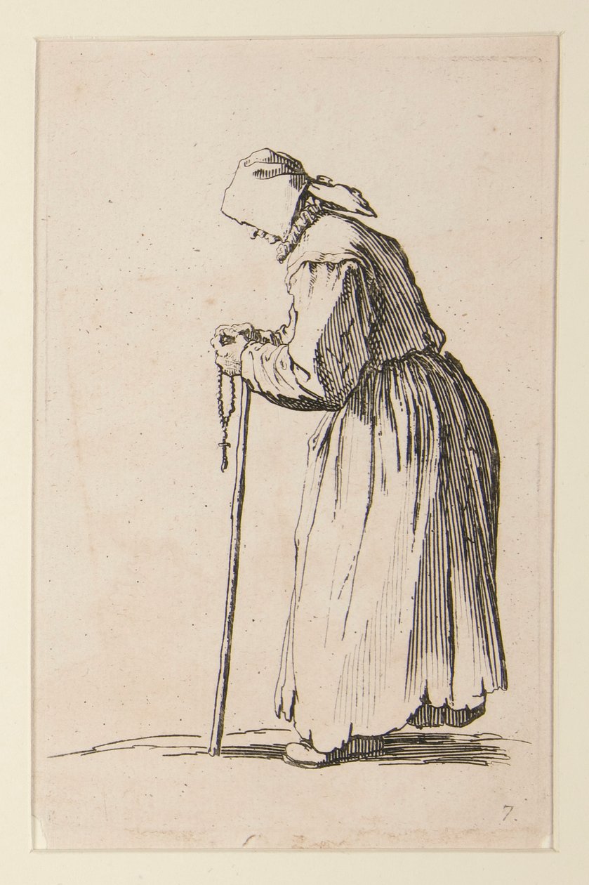 Mendiante avec un rosaire, de Les mendiants (La mendiante aux rosaire) - Jacques Callot