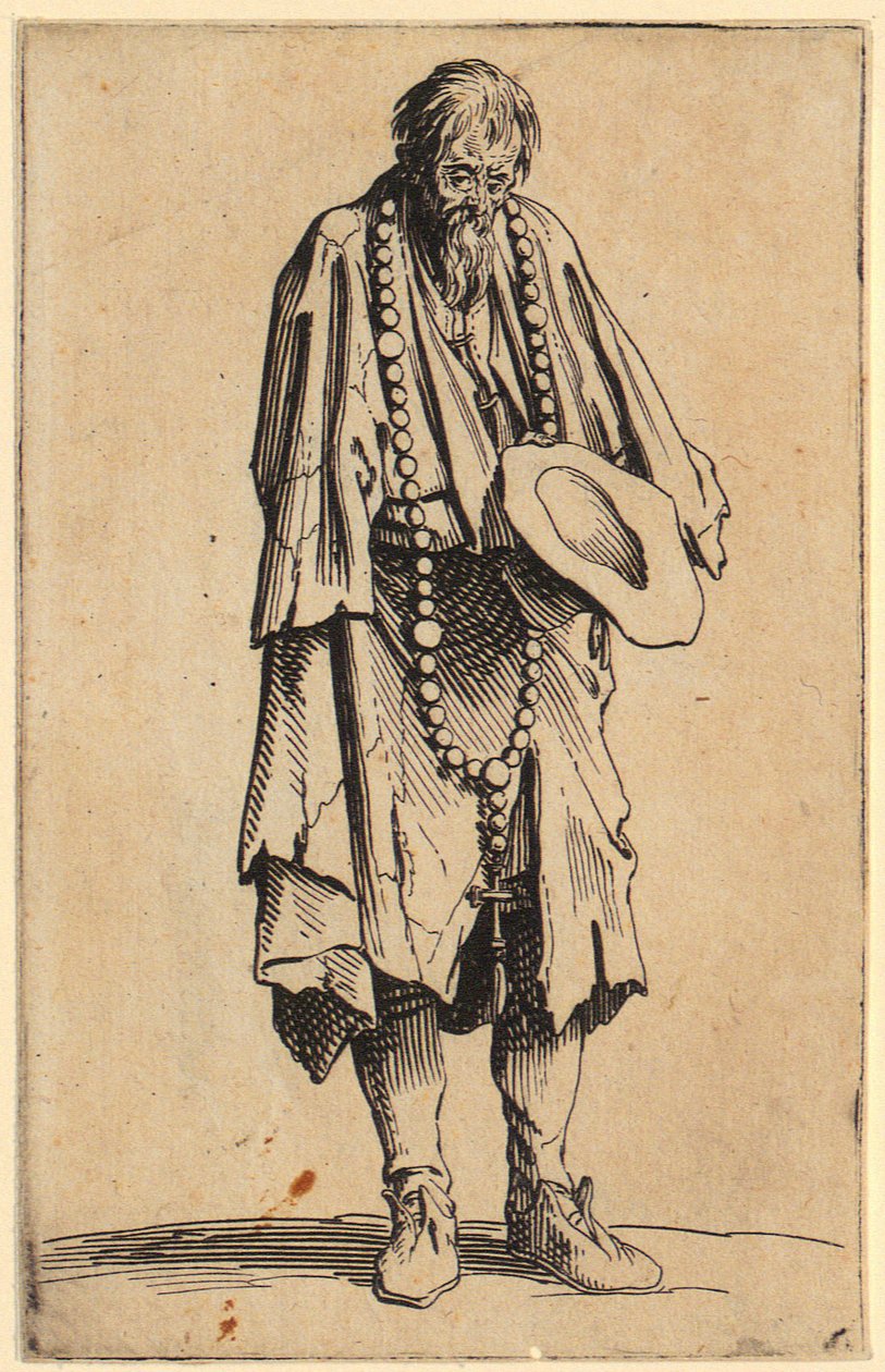 Mendiant avec chapelet, planche 11 de la série « Les Mendiants » - Jacques Callot
