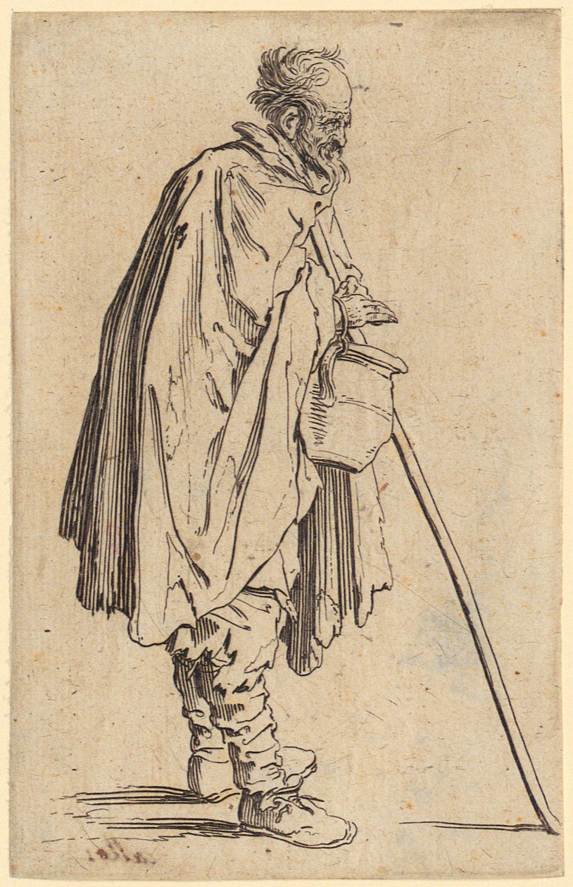Mendiant avec une cruche, planche 6 de la série « Les Mendiants » - Jacques Callot