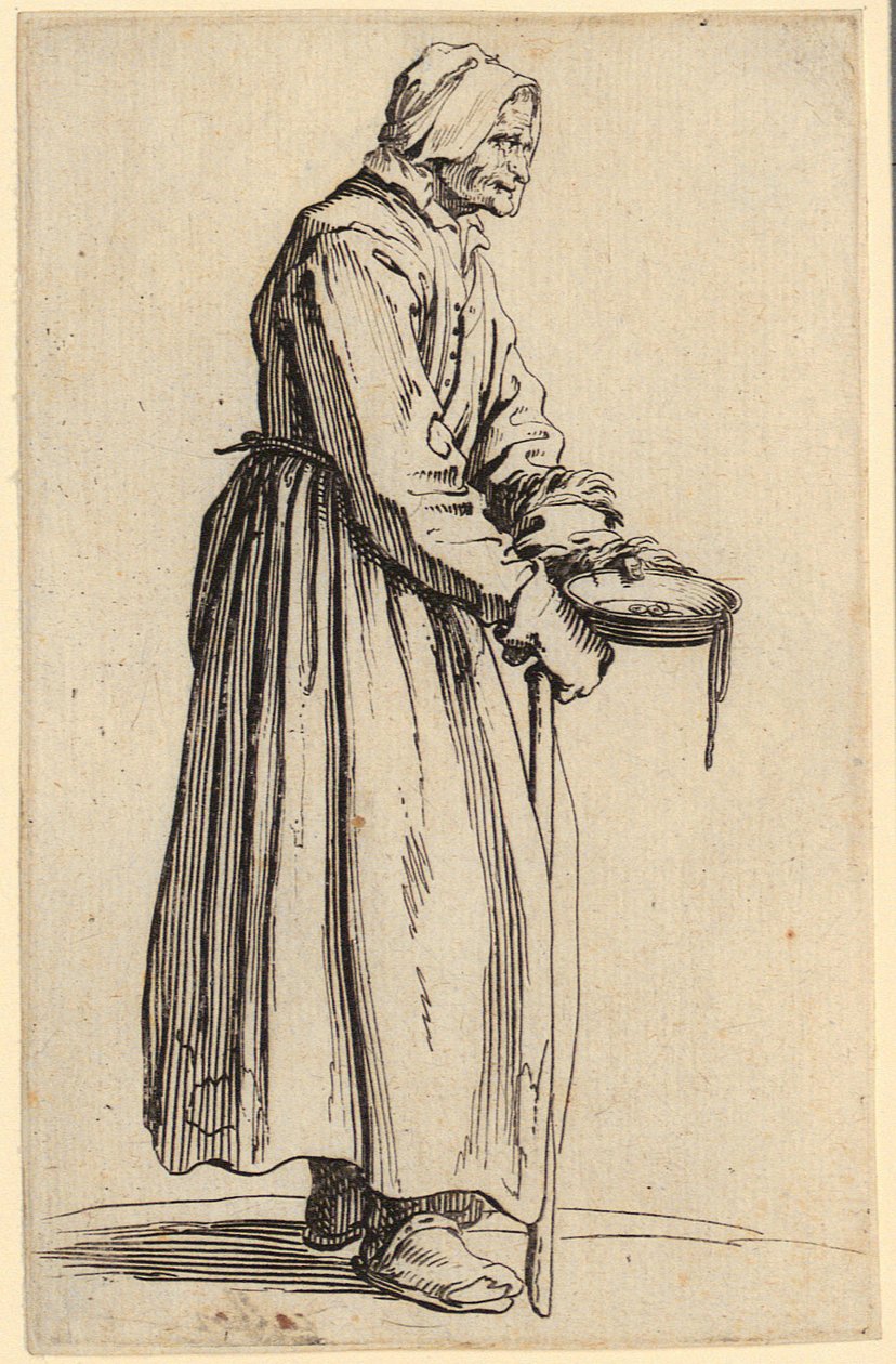 Mendiante avec assiette, planche 20 de la série « Les Mendiants » - Jacques Callot