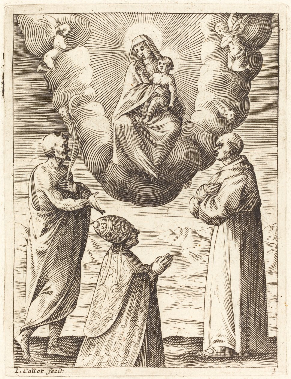 Boniface VIII avec les Saints François et Crispin Adorant la Vierge et l