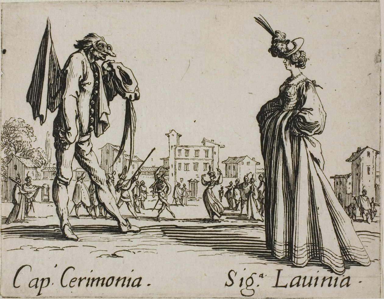 Cérémonie du capitaine - Lady Lavinia, planche 3 des Balli di Sfessania - Jacques Callot