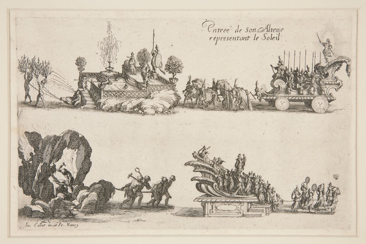 Combat à la Barrière, Entrée de son Altesse (Charles IV) représentant le Soleil - Jacques Callot