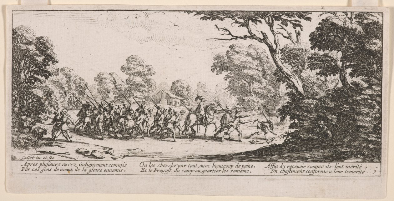 Découverte des malfaiteurs, illustration de Les Grandes misères de la guerre - Jacques Callot