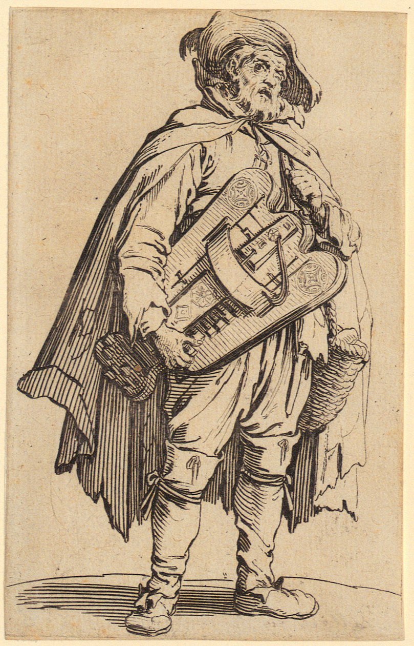 Joueur de vielle à roue, planche 2 de la série «Les Mendiants» - Jacques Callot