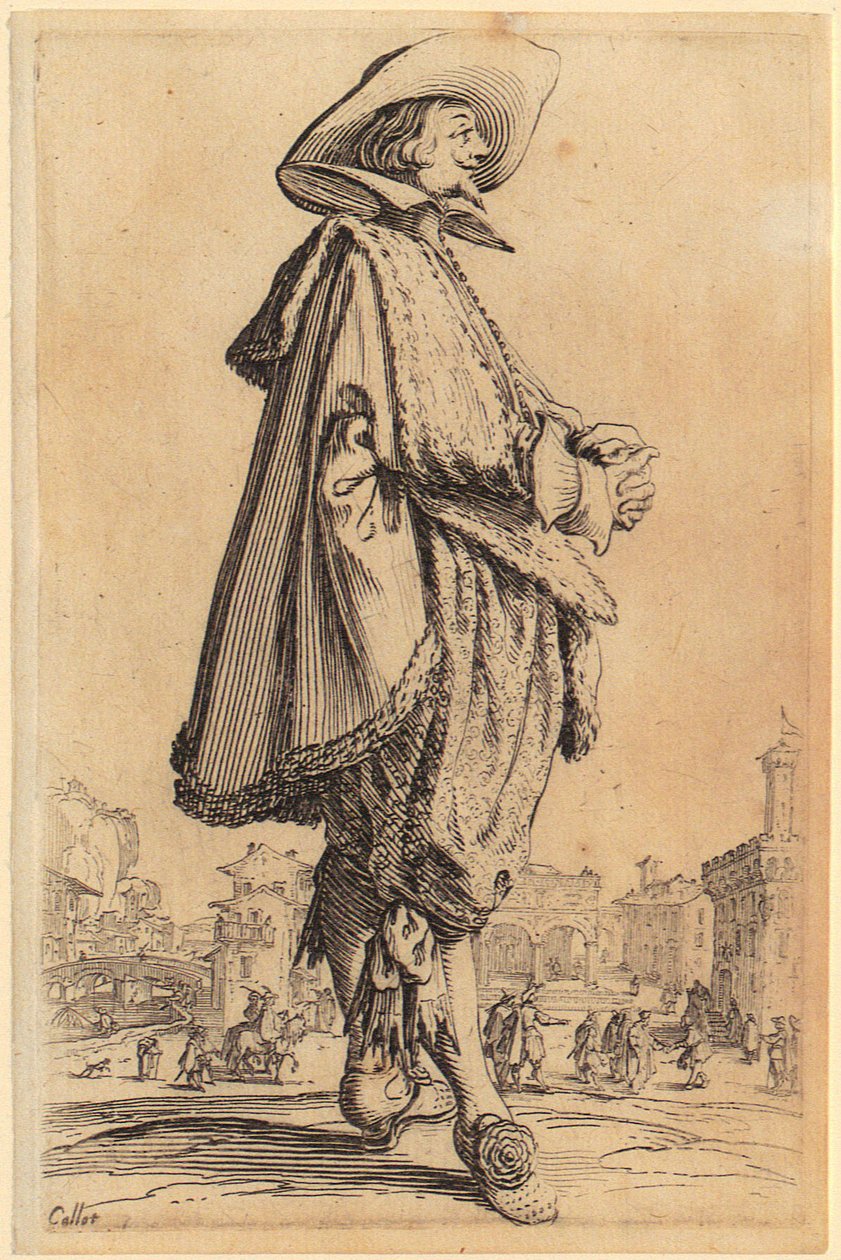 Gentilhomme au chapeau, les mains jointes, planche 11 de la série « La Noblesse » - Jacques Callot
