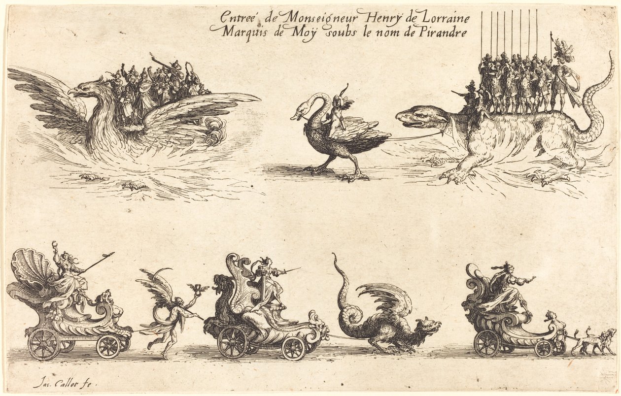 Entrée de Monseigneur Henri de Lorraine, Marquis de Moy, sous le Nom de Pirandre - Jacques Callot