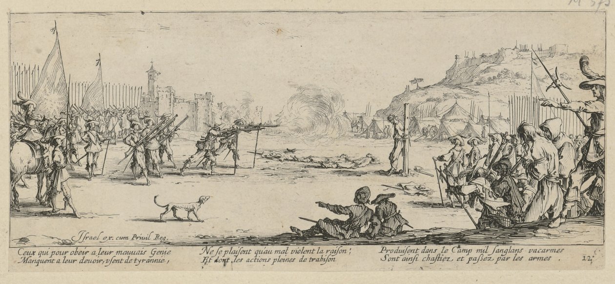 Fusillade, page 12 de la série « Les horreurs de la guerre » - Jacques Callot