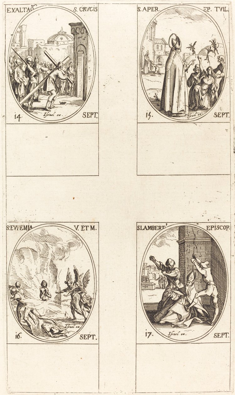 Exaltation de la Sainte Croix; Saint Aper; Sainte Euphemia; Saint Lambert - Jacques Callot