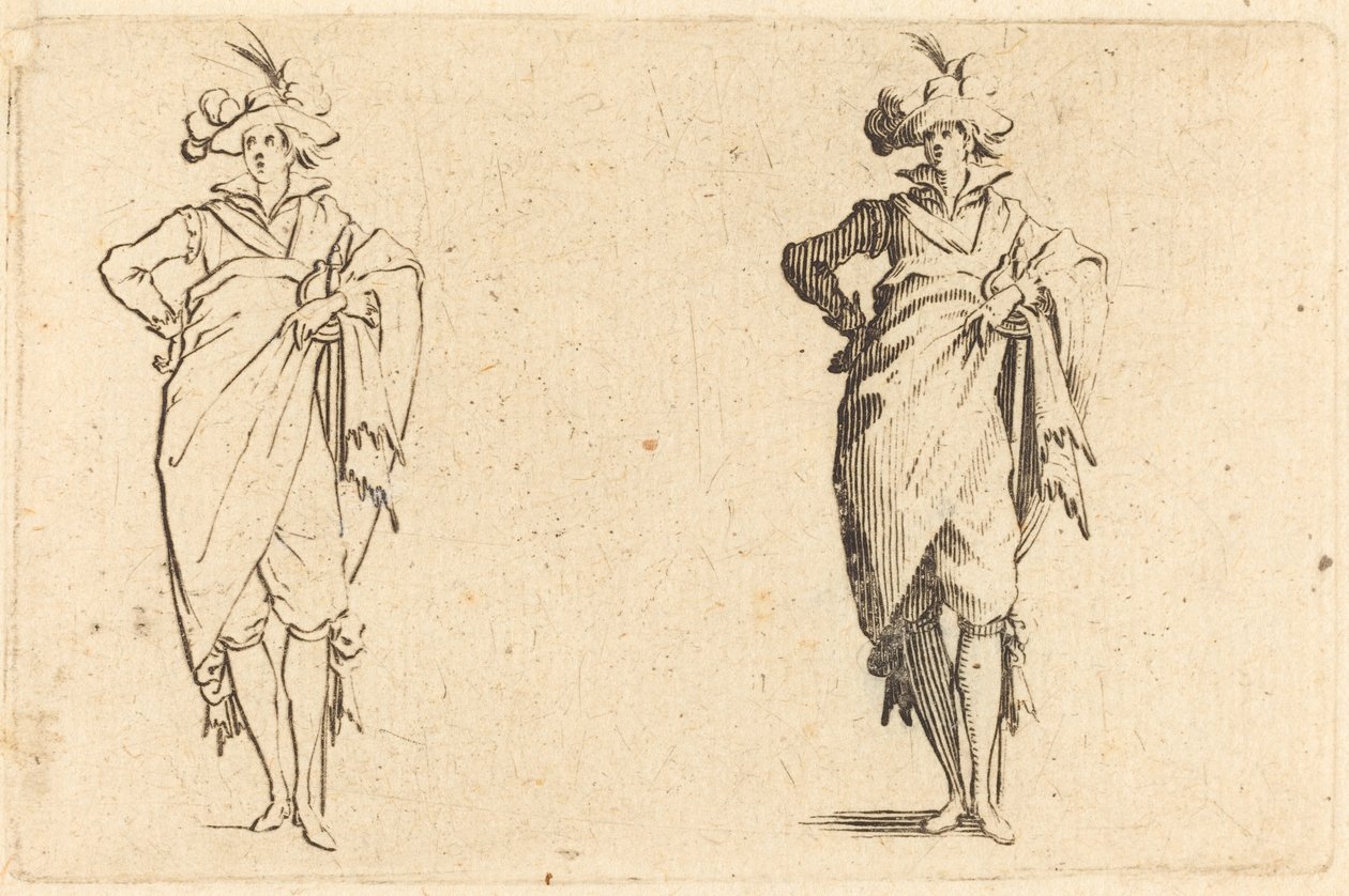 Gentleman vu de face avec la main sur la hanche, vers 1622 - Jacques Callot
