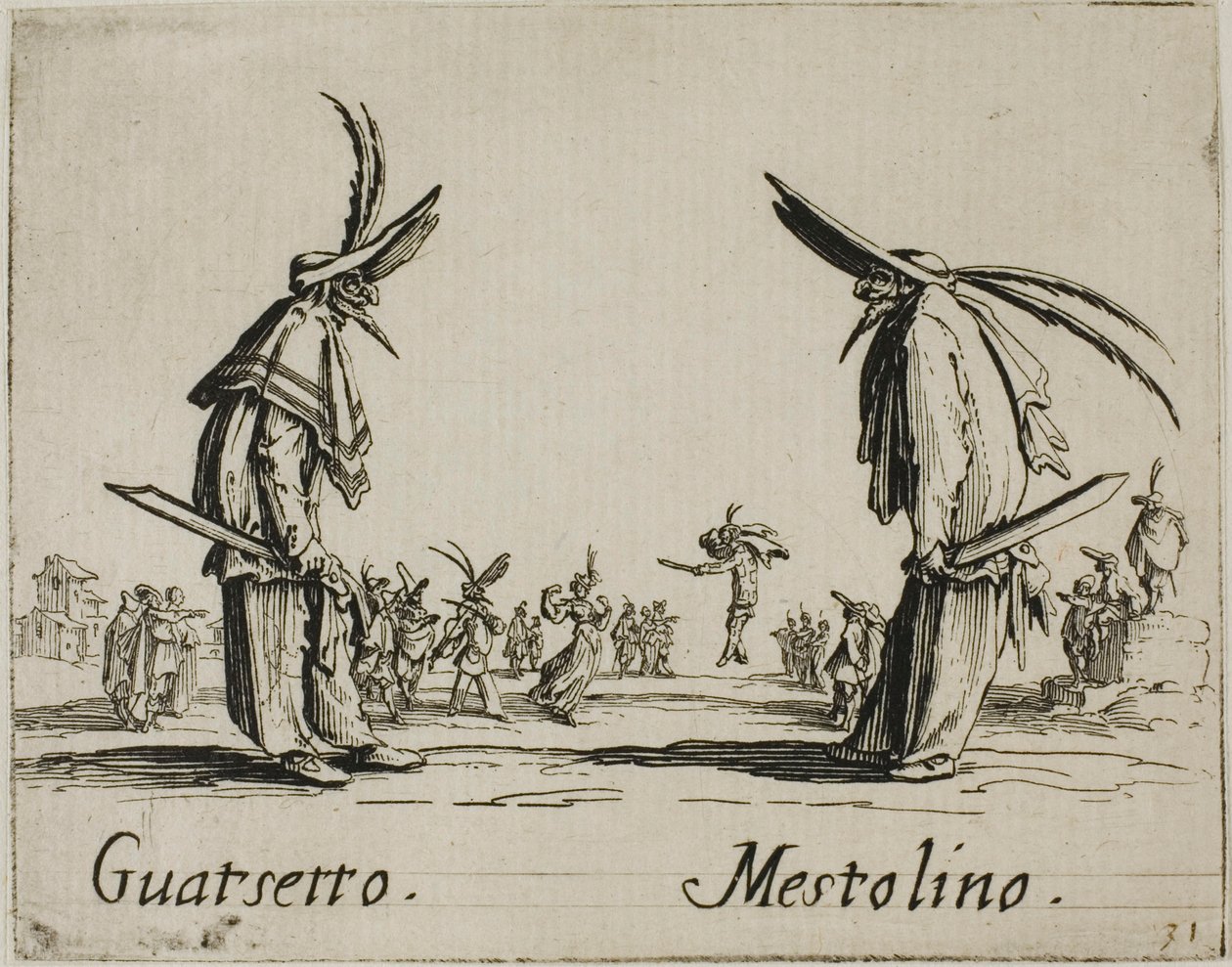 Guatsetto - Mestolino, planche 5 des Balli di Sfessania - Jacques Callot