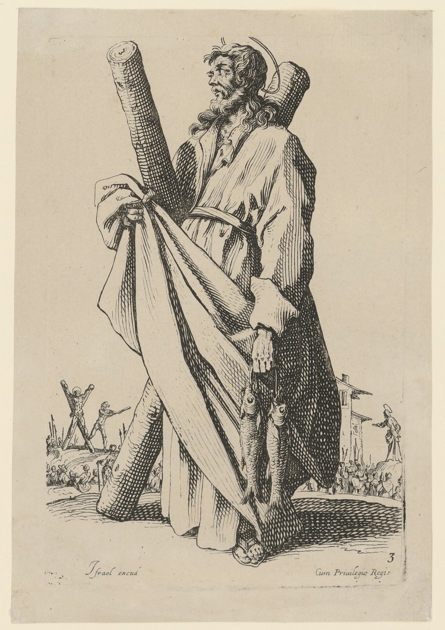 Saint André, feuille n° 6 de la série « Jésus, les douze apôtres et Marie » - Jacques Callot