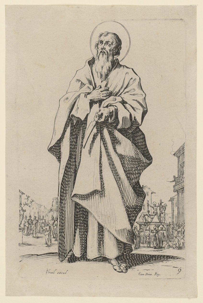 Saint Barthélemy, planche 12 de la série «Jésus, les douze apôtres et Marie» - Jacques Callot