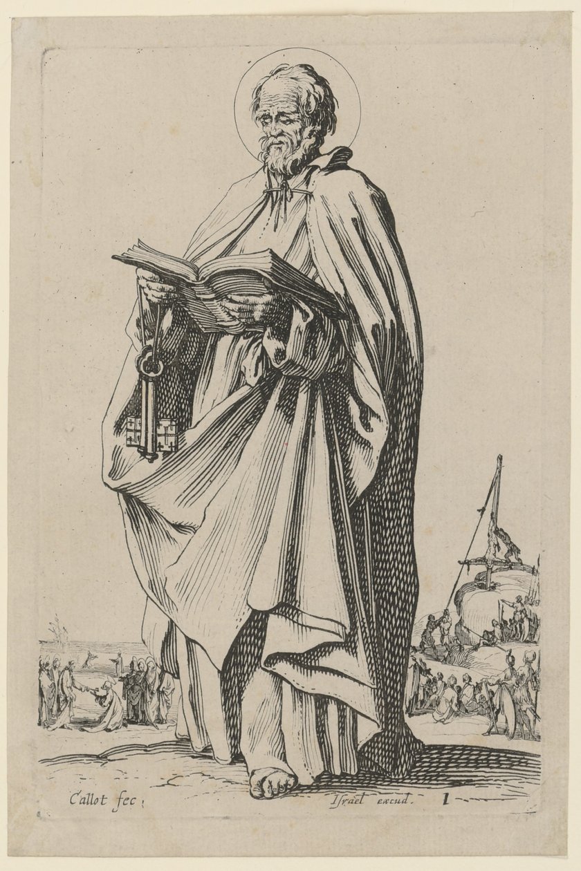 Saint Pierre, feuille n° 4 de la série « Jésus, les douze apôtres et Marie » - Jacques Callot