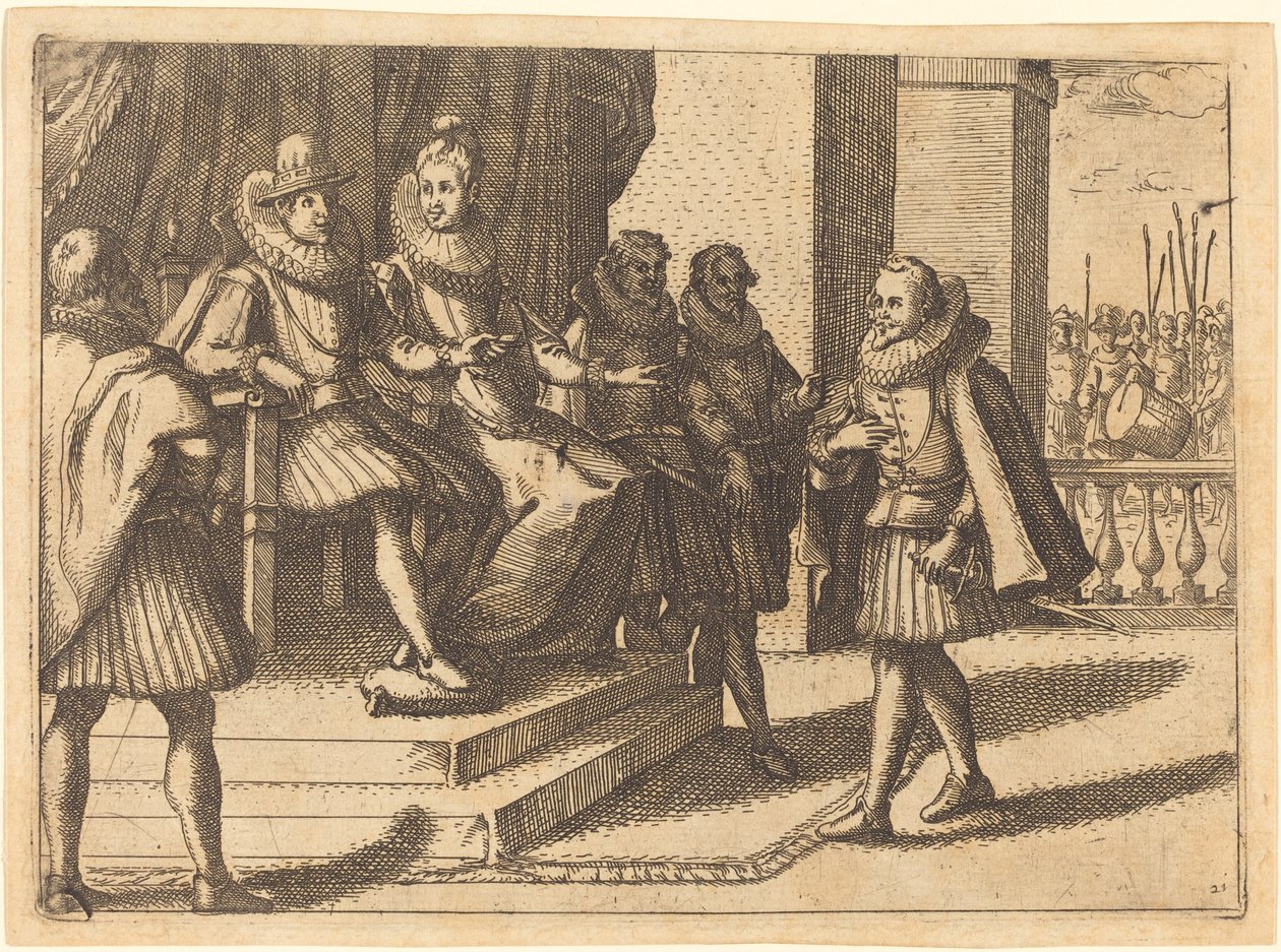 Roi et reine en consultation sur les Turcs, 1612 - Jacques Callot