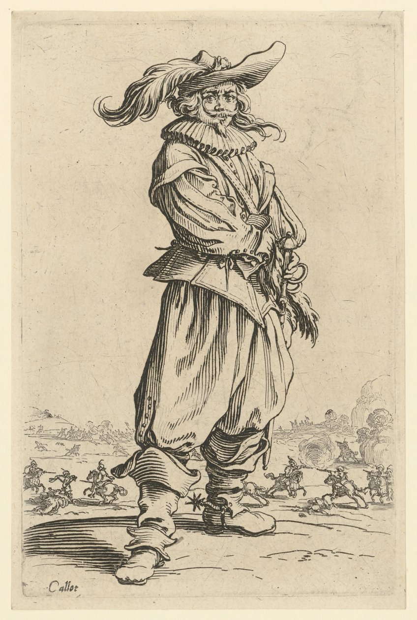 Le guerrier au grand chapeau à plumes - Jacques Callot