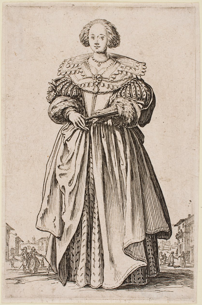 Dame avec un éventail, de la série « La Noblesse de Lorraine » - Jacques Callot