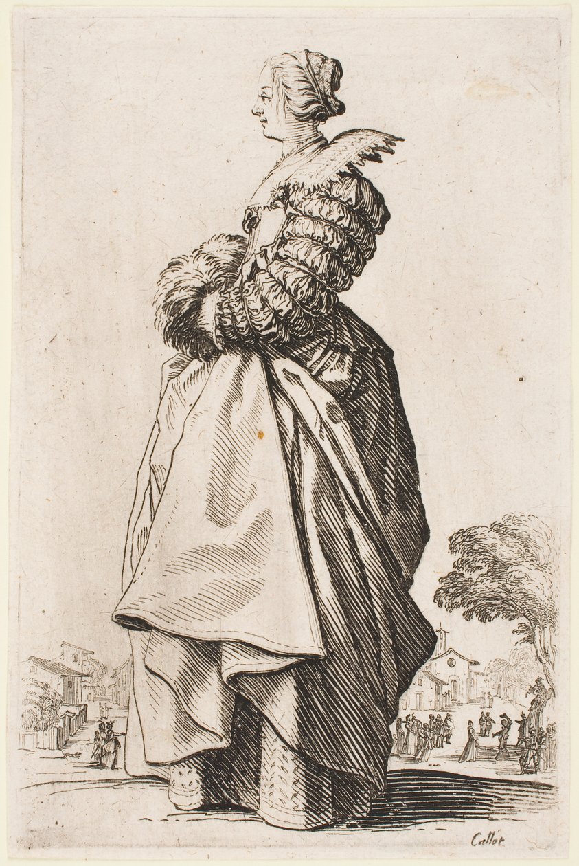 Dame avec un manchon, de la série « La Noblesse de Lorraine » - Jacques Callot