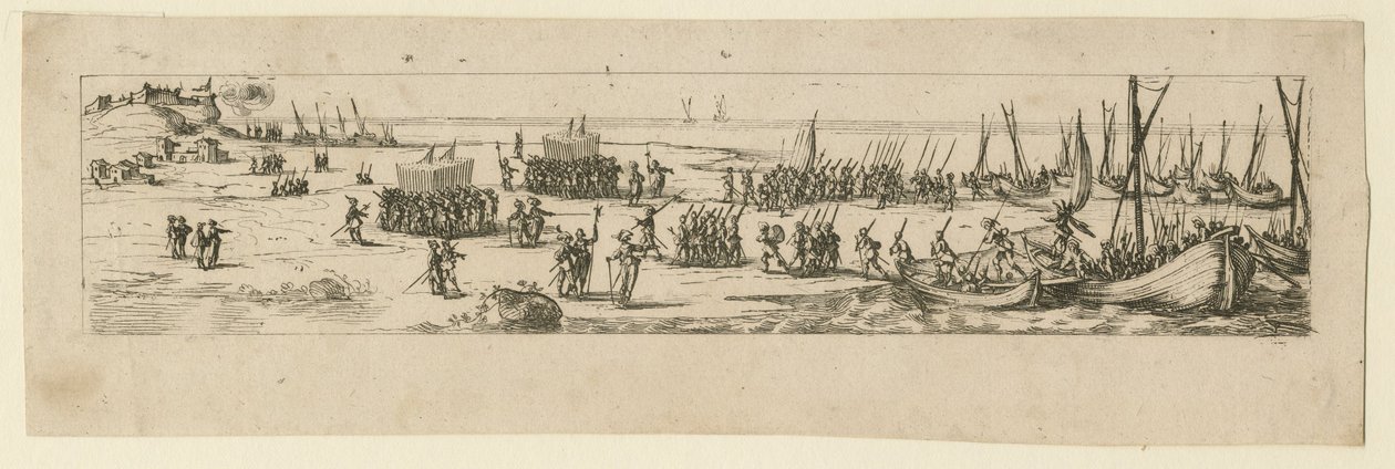 Débarquement des troupes au siège de La Rochelle, 1630 - Jacques Callot