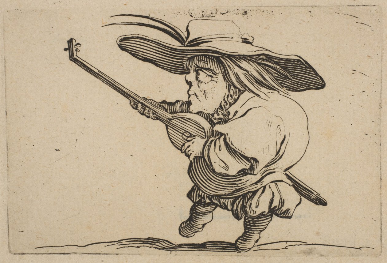 Le Joueur de Luth, de Varie Figure Gobbi, suite appelée aussi Les B..., 1616-22 - Jacques Callot