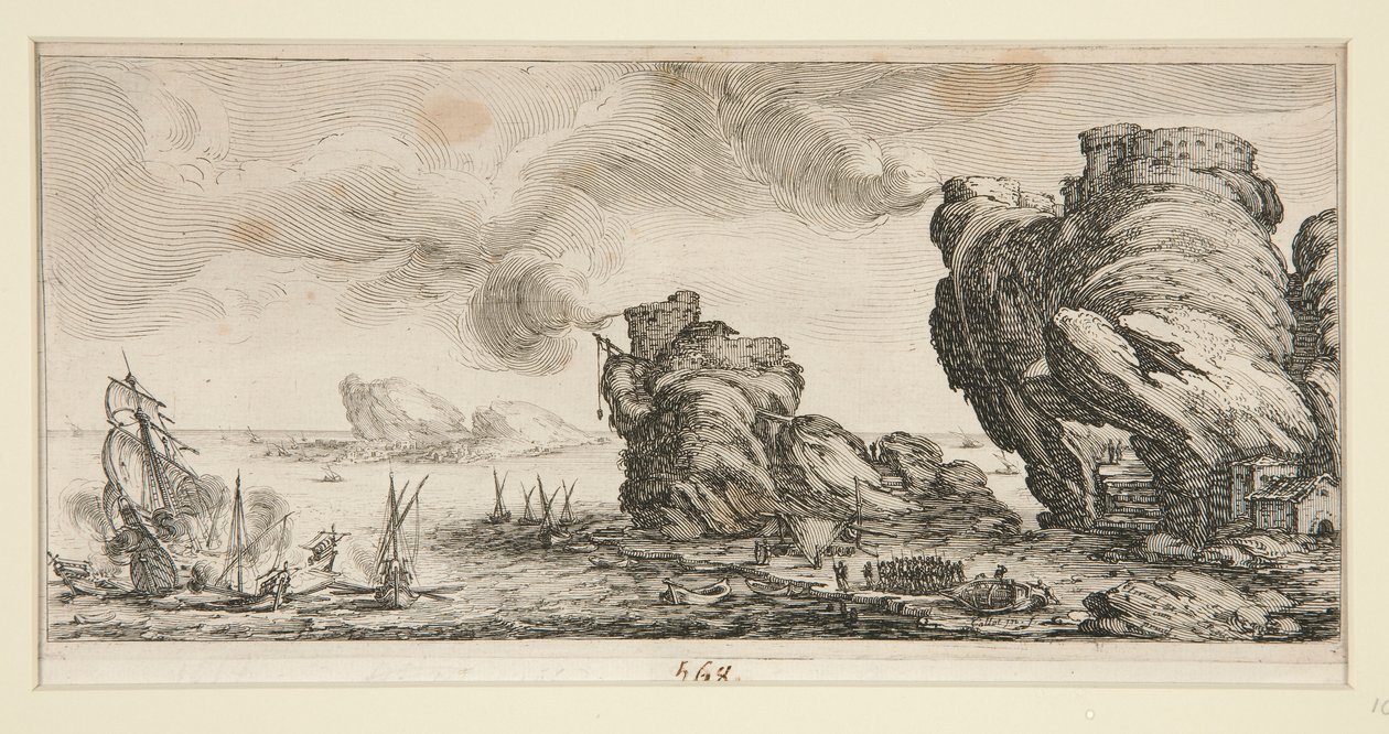 Le combat naval, de Paysages pour Giovanni de Medici - Jacques Callot
