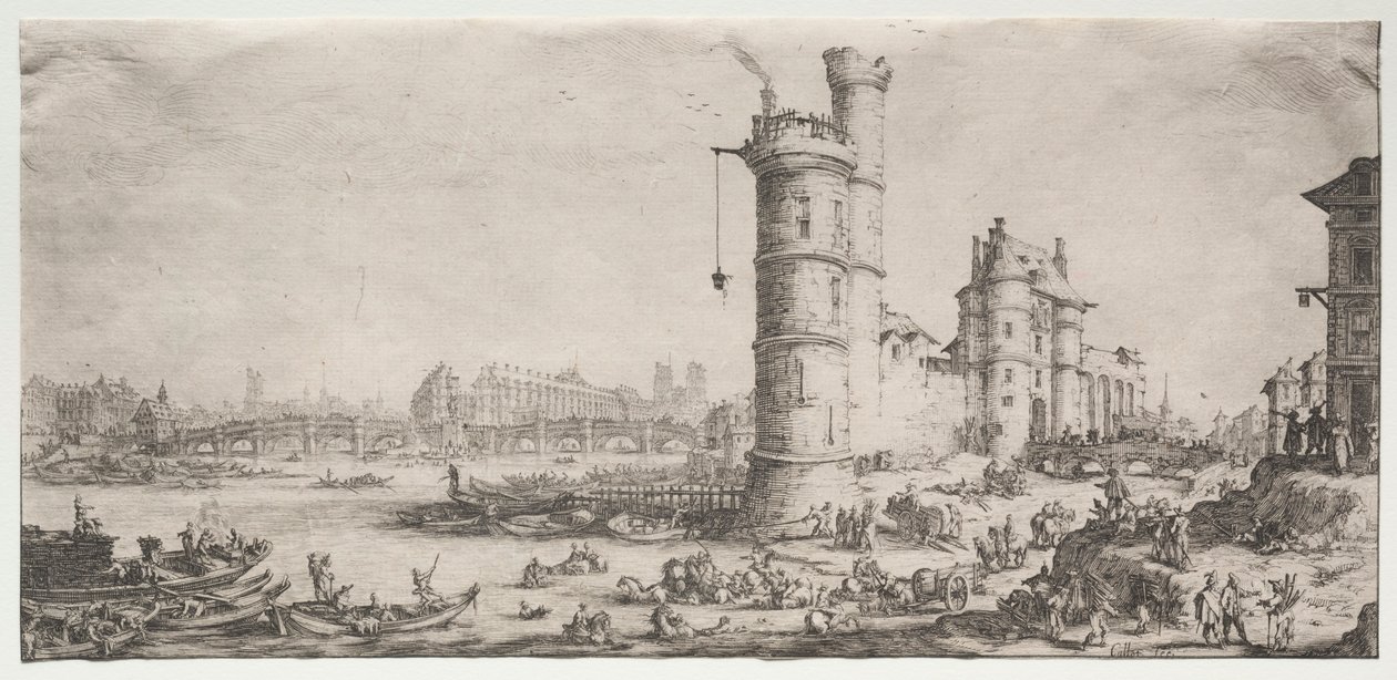 Les deux grandes vues de Paris: Vue du Pont Neuf, 1628-1630 - Jacques Callot
