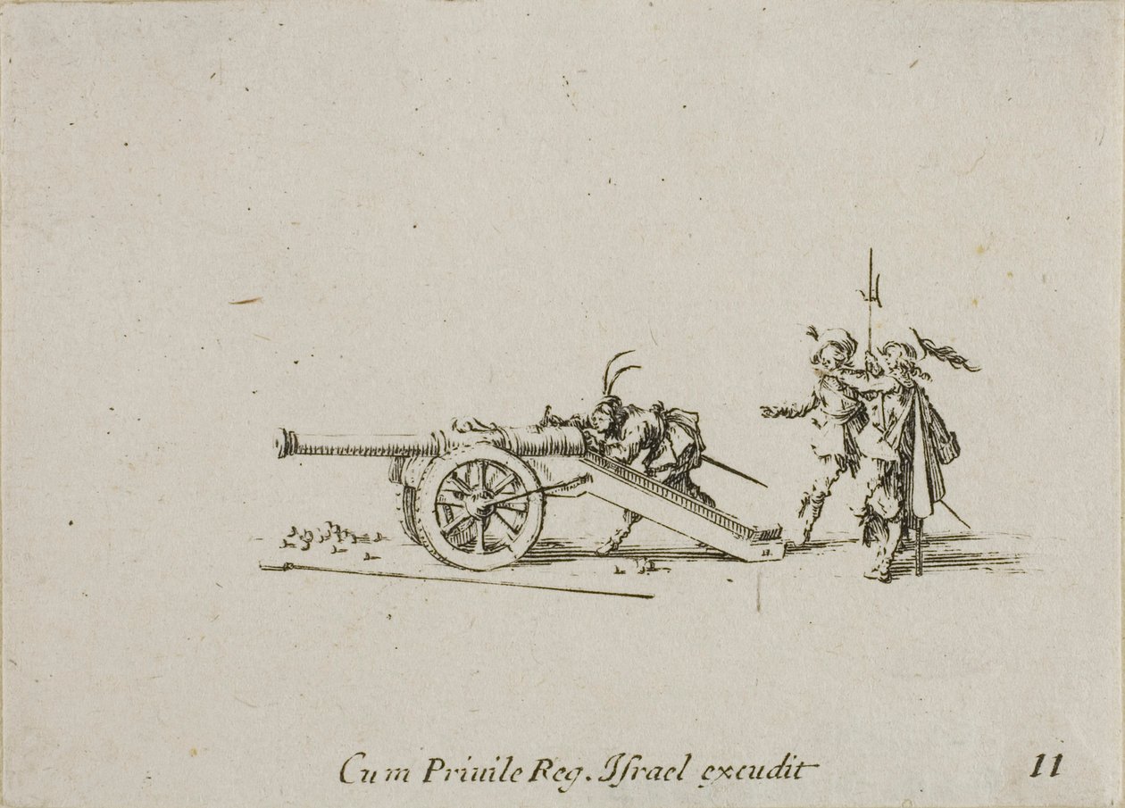 Chargement du canon, planche onze des Exercices Militaires - Jacques Callot