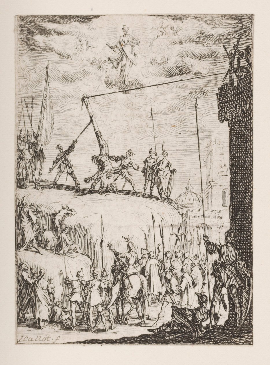 Martyr de Saint Pierre, no. 4 de Le Martyre des Apôtres - Jacques Callot