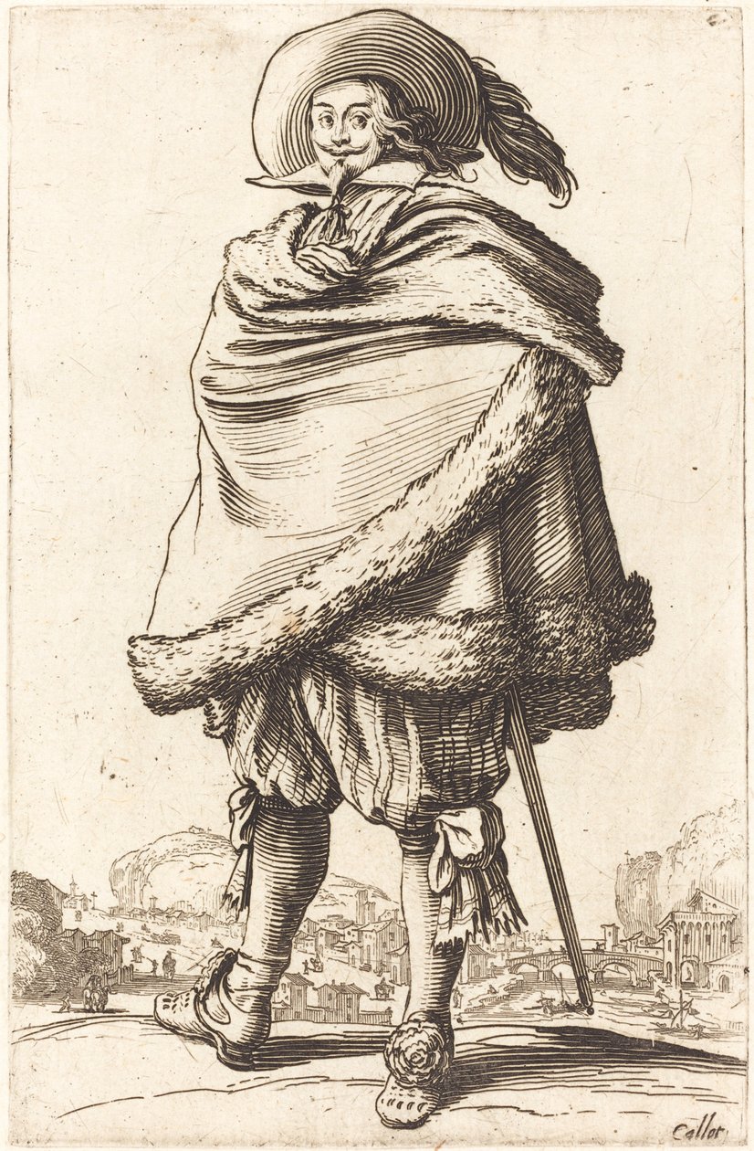 Noble homme enveloppé dans un manteau bordé de fourrure - Jacques Callot