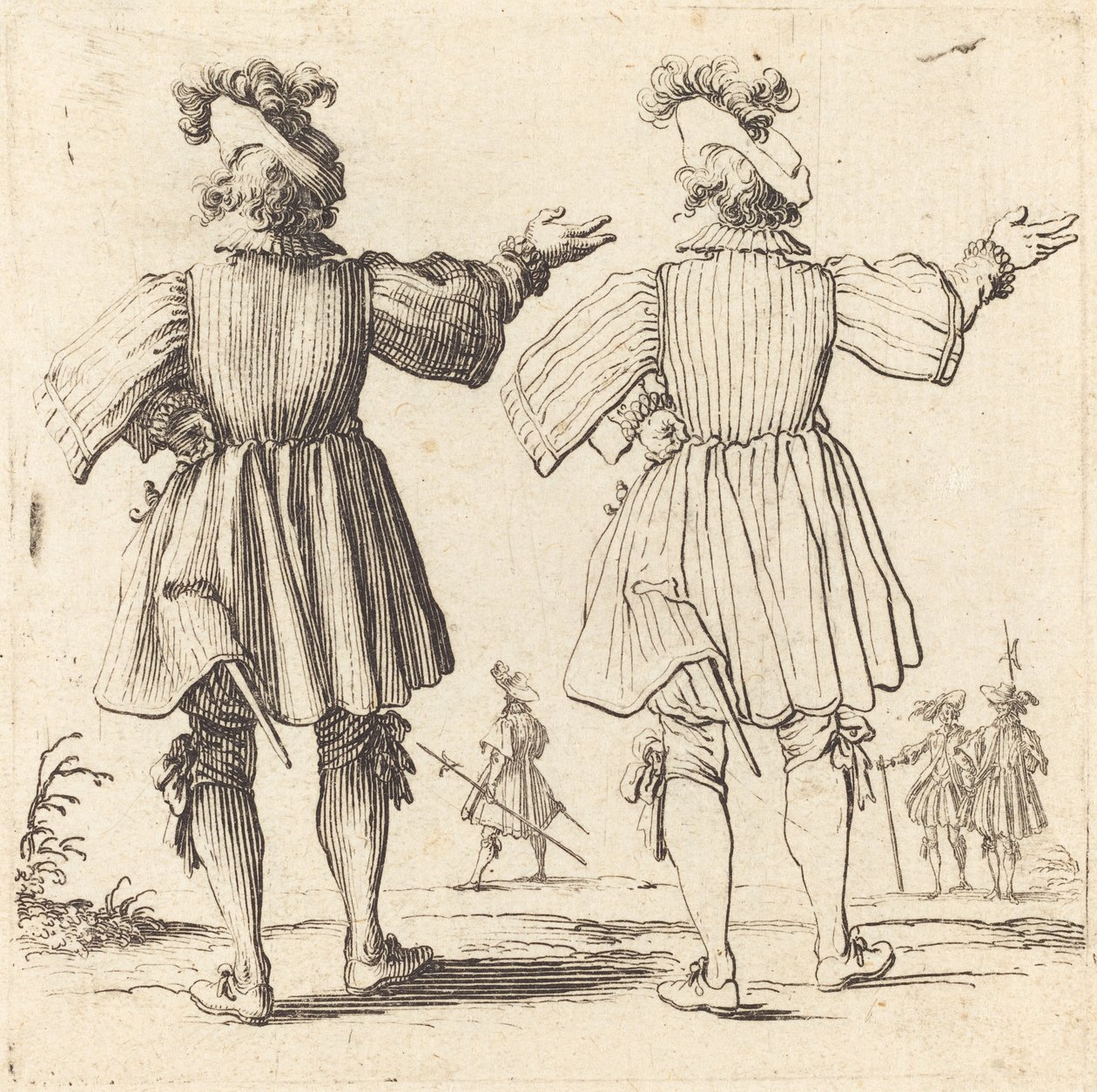 Officier avec plume, vu de dos - Jacques Callot