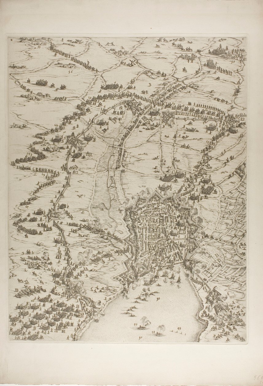 Planche Deux de La Siège de la Rochelle - Jacques Callot