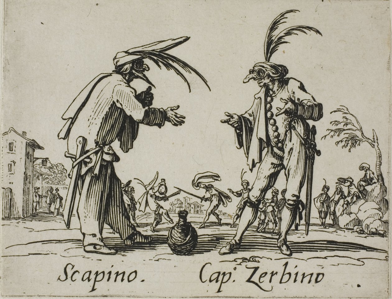 Scapino - Capitaine Zerbino, planche 12 des Balli di Sfessania - Jacques Callot