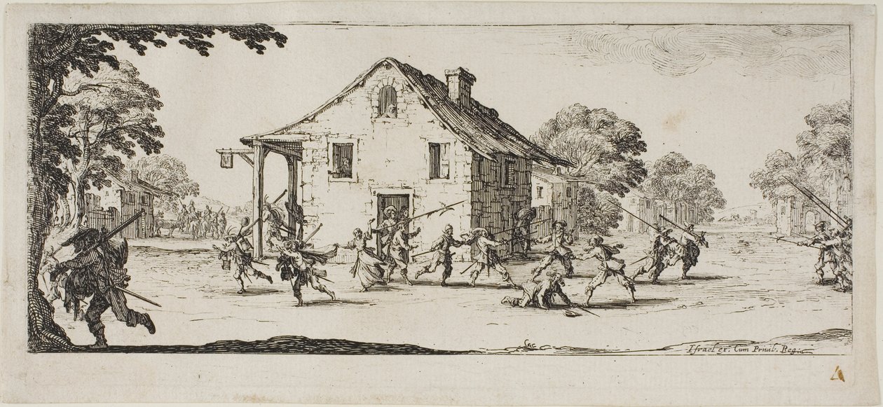 Scène de pillage, planche 4 des Misères de la guerre - Jacques Callot