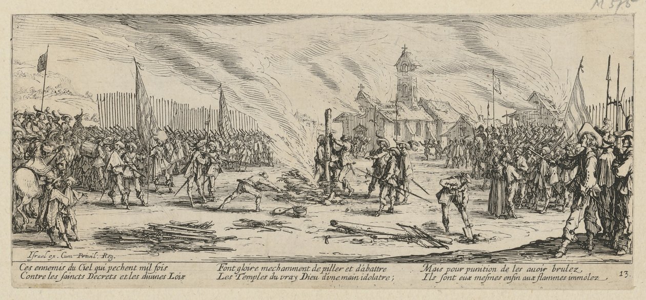 Le bûcher, planche 13 de la série « Les horreurs de la guerre » - Jacques Callot