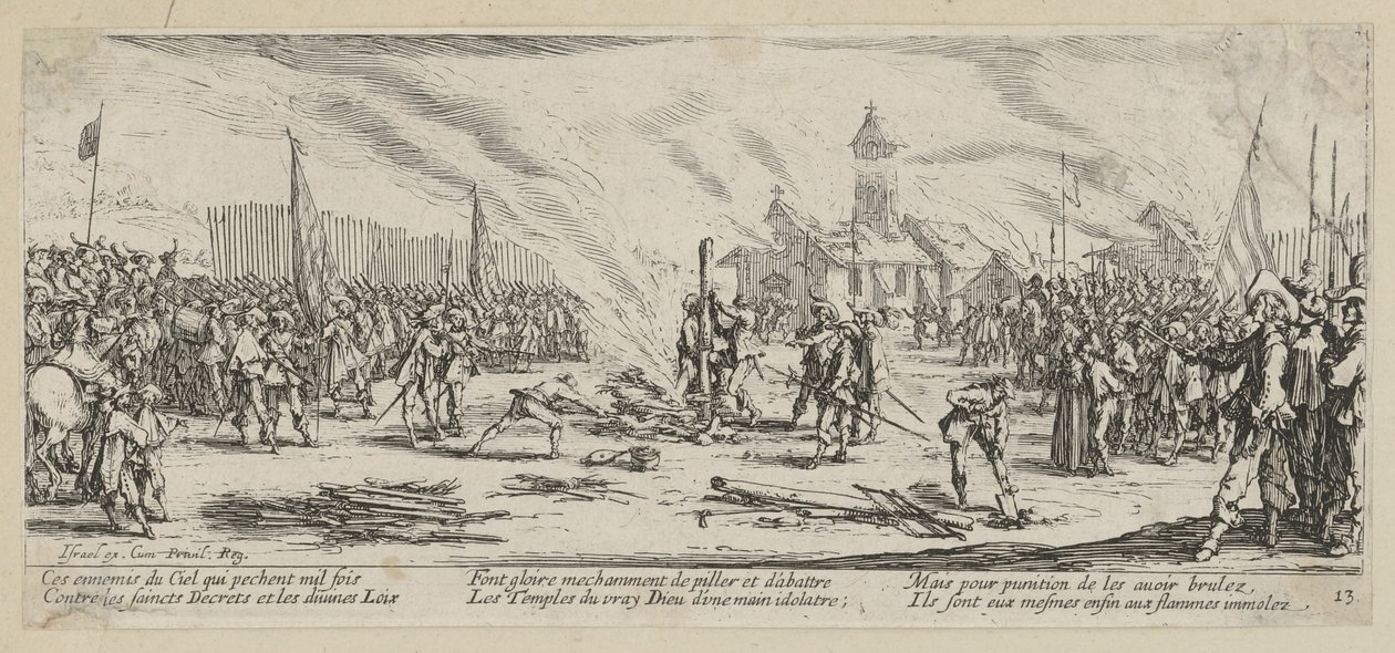 Le bûcher, planche 13 de la série « Les misères de la guerre » - Jacques Callot