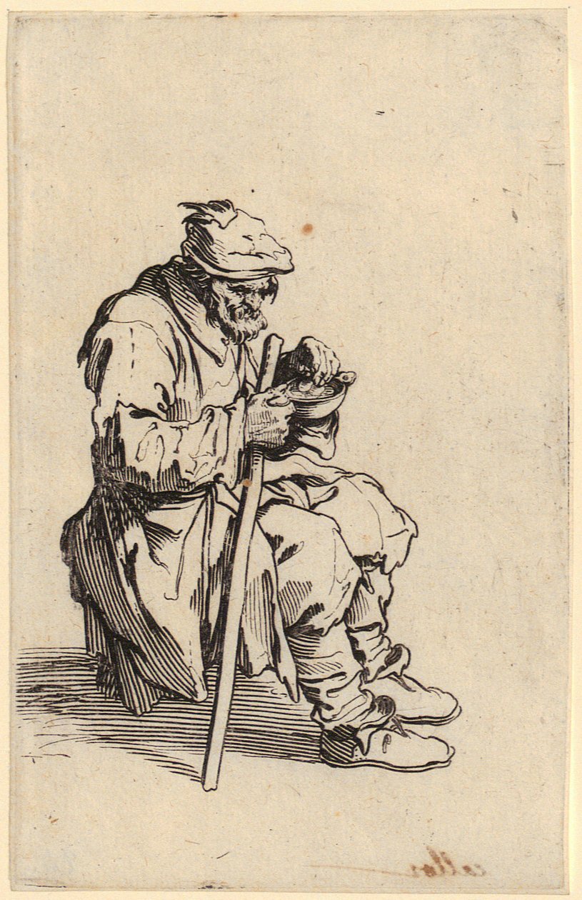 Mendiants assis mangeant, planche 24 de la série « Les Mendiants » - Jacques Callot