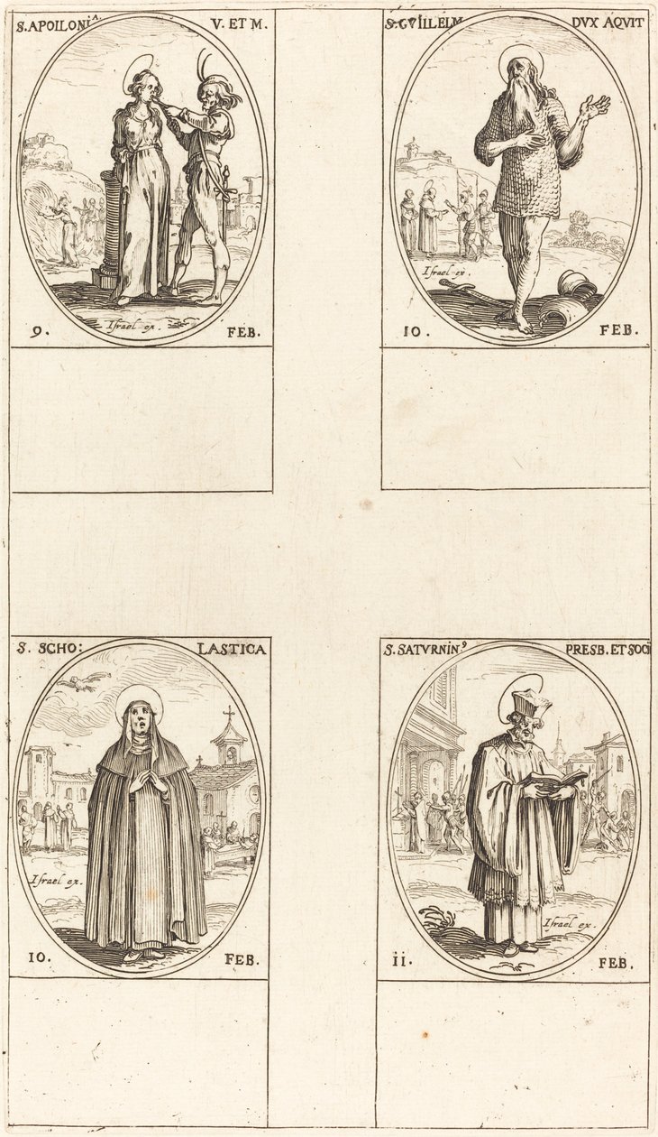 Sainte Apollonie; Saint Guillaume; Sainte Scholastique; Saint Saturnin - Jacques Callot