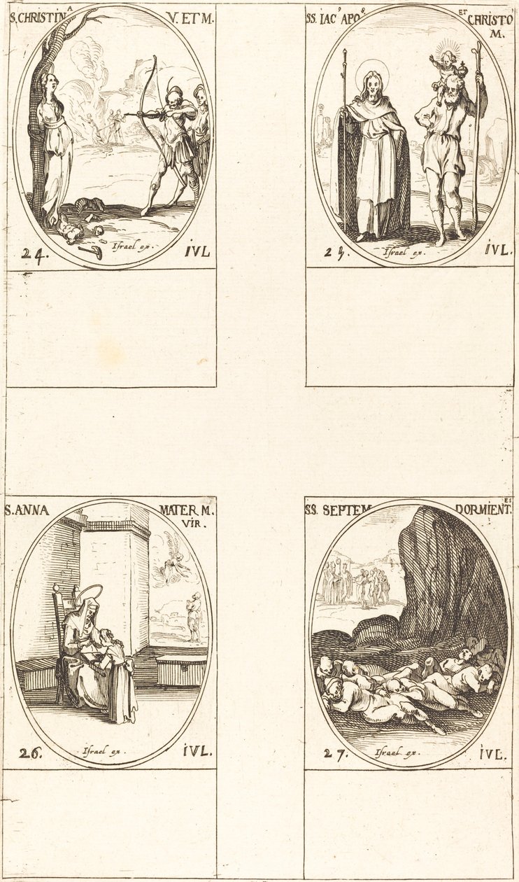 Sainte Christine; Saint Jacques, Apôtre, et Saint Christophe; Sainte Anne; Sept Dormants d